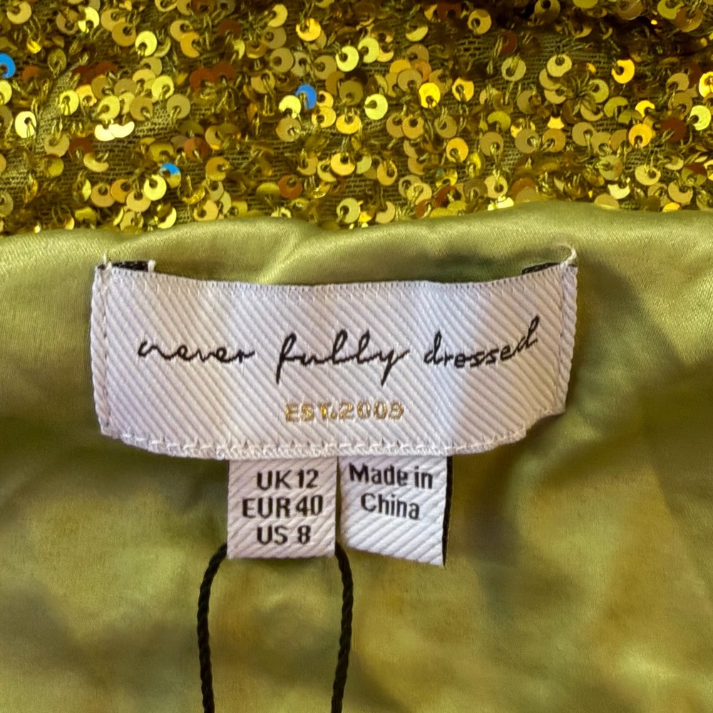 Never Fully Dressed Yellow Sequin Mini Dress NWT - image 4